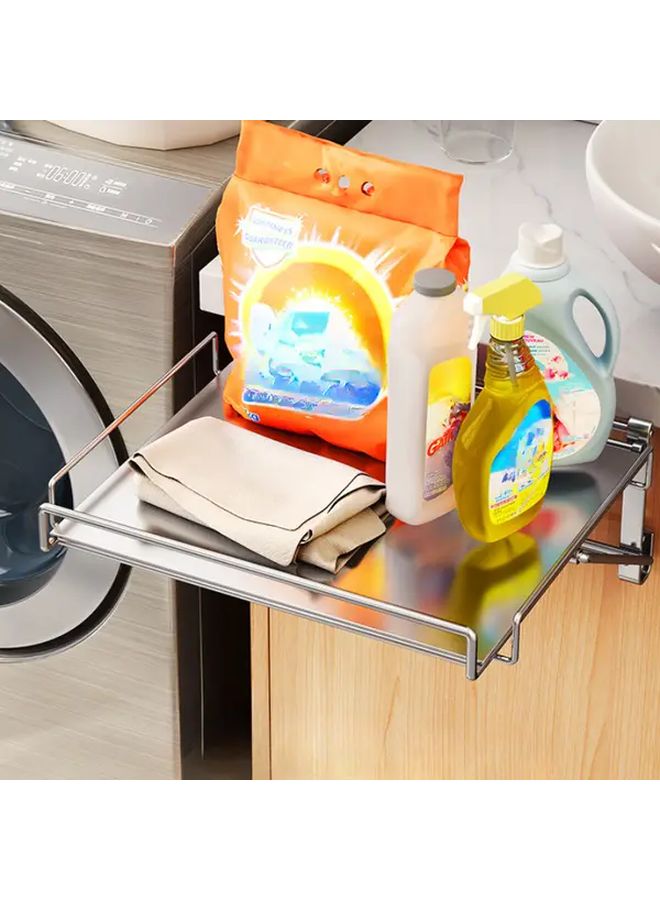 Black Heavy Duty Stainless Steel Foldable Bathroom Shelf Over Door Organizer No Drill Installation - Image 5